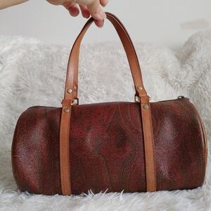 ETRO Milano Paisley Brown Leather Barrel Bag